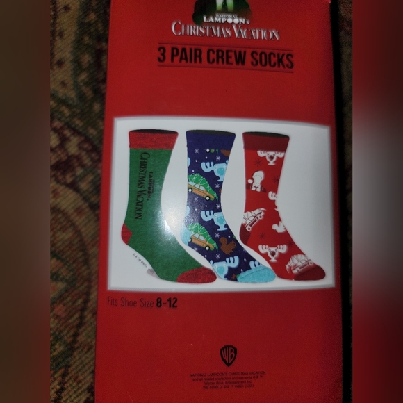 National Lampoons Christmas Vacation 3 Pair Crew Sock - Picture 4 of 5